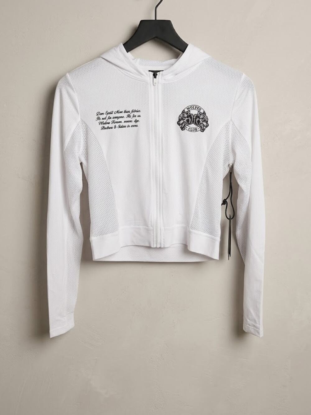 Darc Sport SHE WOLF White Cropped Mesh Zip Hoodie